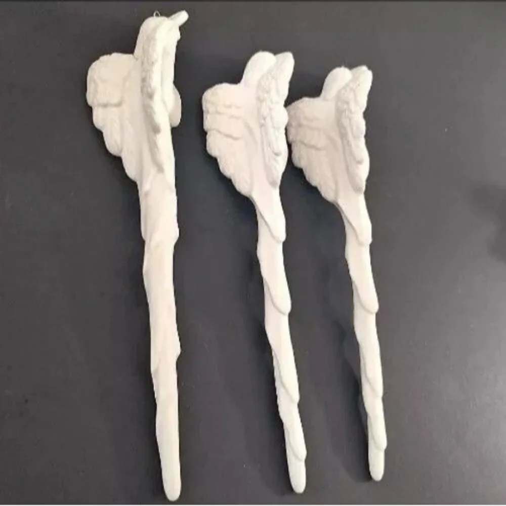 Lot/5 Cherub & Angel Porcelain Icicle Ornaments White 7.5